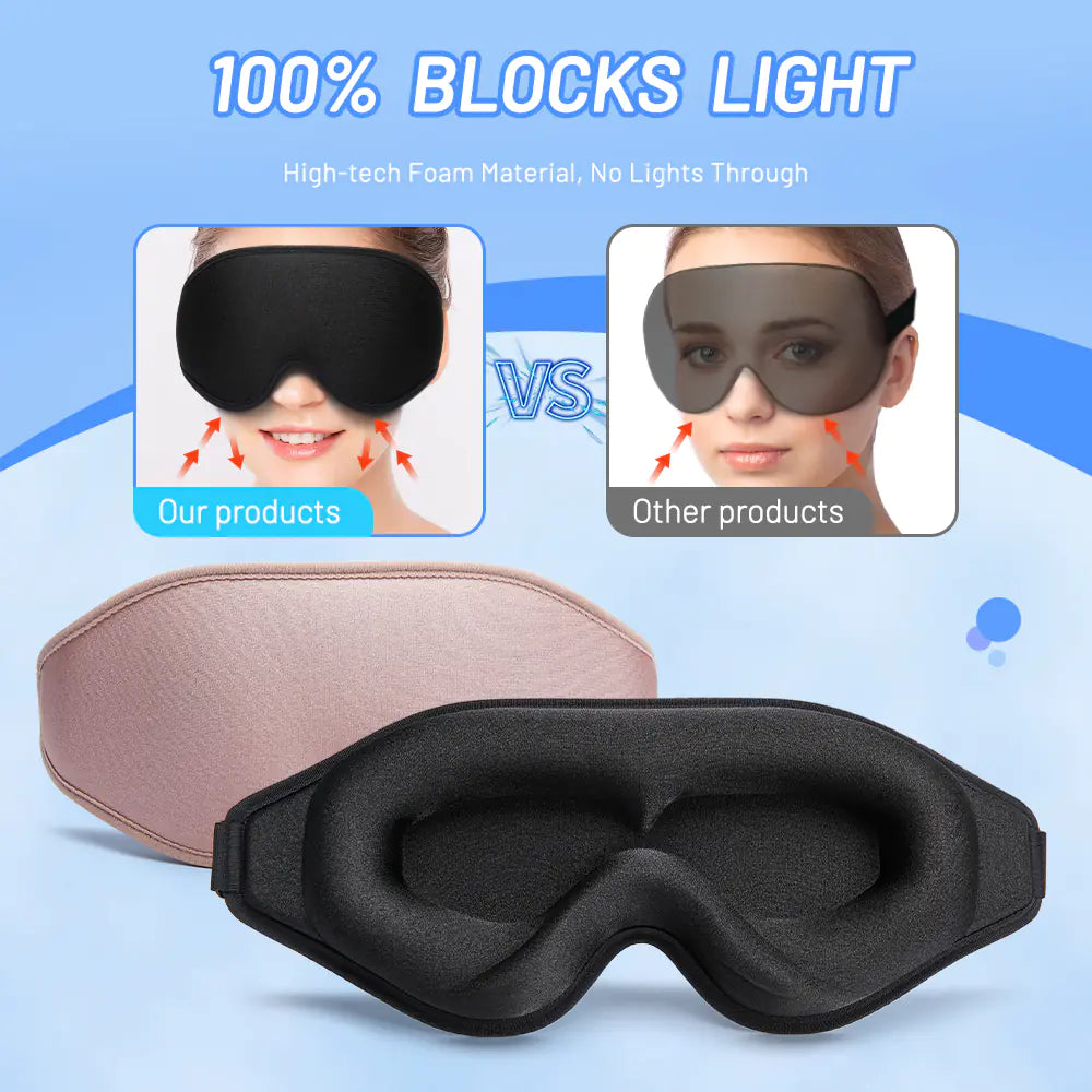 Masque de Sommeil en Mousse à Mémoire de Forme 3D Naturel pour le Confort