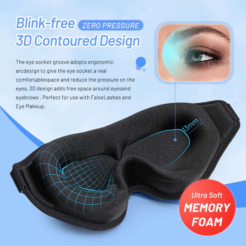 Masque de Sommeil en Mousse à Mémoire de Forme 3D Naturel pour le Confort