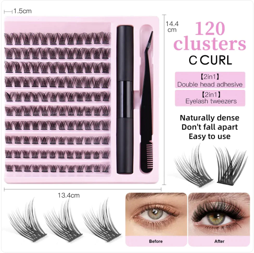 Kit de faux cils en clusters naturels – Grande capacité