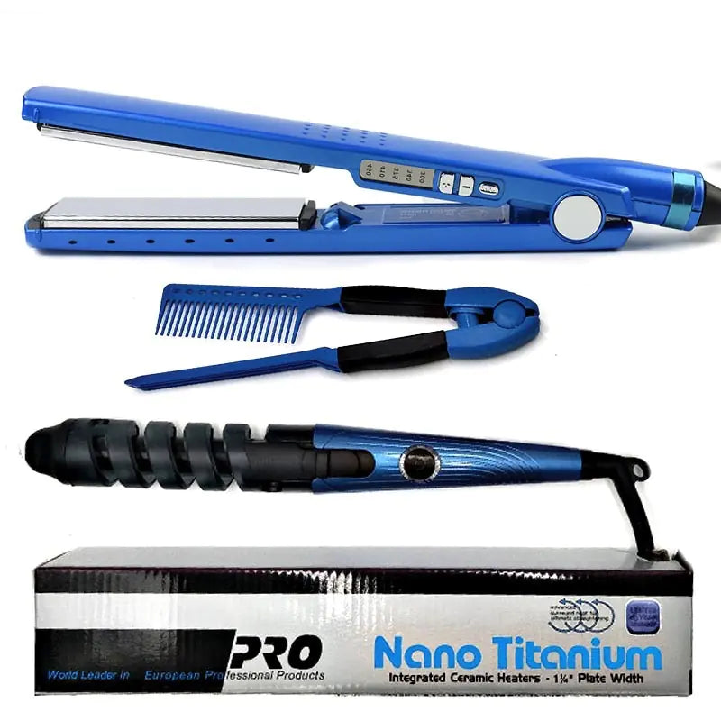 Dual-Purpose Blue Hair Straightener for Quick Styling