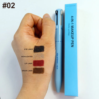 Stylo de Maquillage 4-en-1 avec Contour des Lèvres, Illuminateur et Eyeliner
