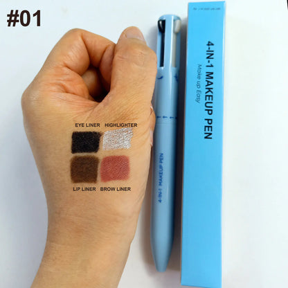 Stylo de Maquillage 4-en-1 avec Contour des Lèvres, Illuminateur et Eyeliner