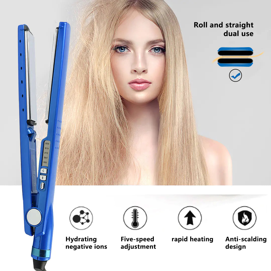Dual-Purpose Blue Hair Straightener for Quick Styling