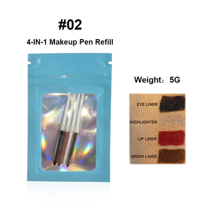Stylo de Maquillage 4-en-1 avec Contour des Lèvres, Illuminateur et Eyeliner