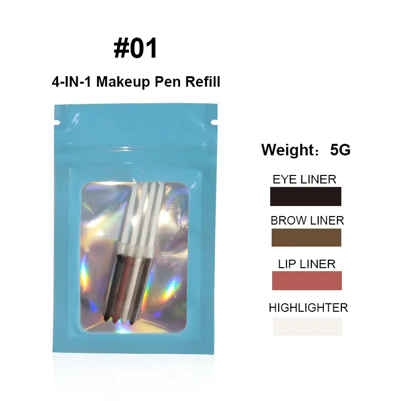 Stylo de Maquillage 4-en-1 avec Contour des Lèvres, Illuminateur et Eyeliner