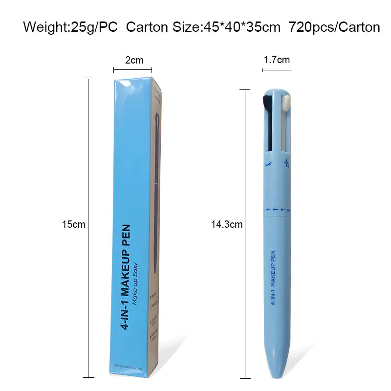 Stylo de Maquillage 4-en-1 avec Contour des Lèvres, Illuminateur et Eyeliner