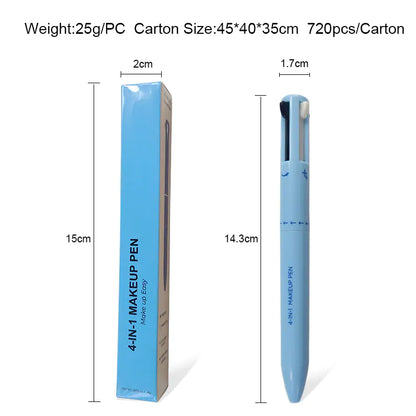 Stylo de Maquillage 4-en-1 avec Contour des Lèvres, Illuminateur et Eyeliner