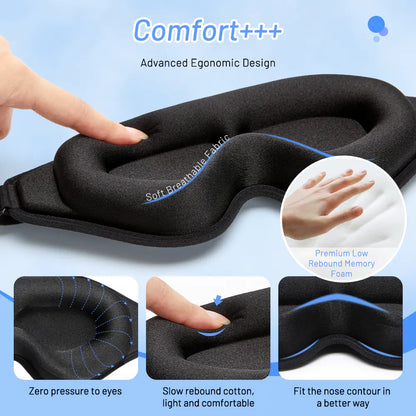 Masque de Sommeil en Mousse à Mémoire de Forme 3D Naturel pour le Confort